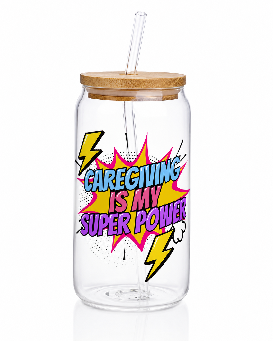 Caregiving is My Super Power Glass Can