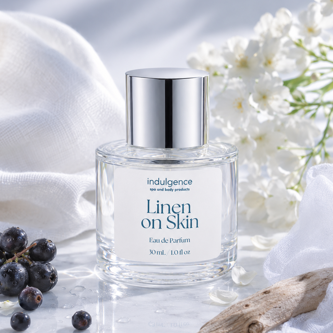 Perfume Bottle with Linen and blone woods