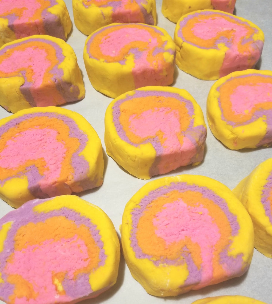 Picture of Yellow, Purple, Orange and Pink Bubble Cake